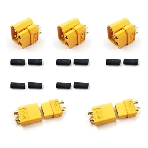 Pack De 4 Adaptadores XT60 Macho A MPX Hembra – Conectores Bañados En Oro, 30A, Para Baterías Lipo