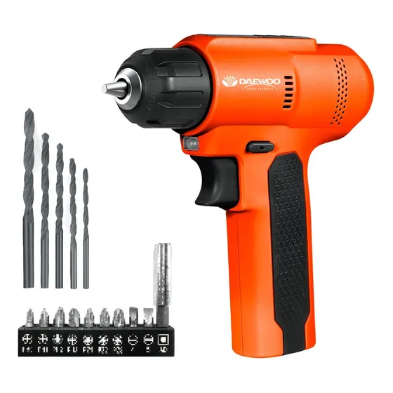 Taladro Atornillador Inalámbrico 8v Ion-litio Daewoo + Acces Color Naranja Frecuencia 50 60 Hz