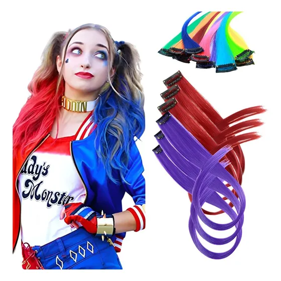 Kit 6 Mechas De Cabelo Coloridas Cosplay Festa Tic Tac 70cm