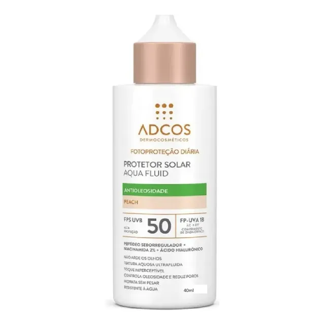 Protetor Solar Aqua Fluid Fps 50 40ml Tono Peach Adcos