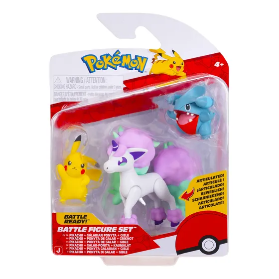 Pokemon Pack 3 Figuras - Pikachu + Galarian Ponyta + Gible