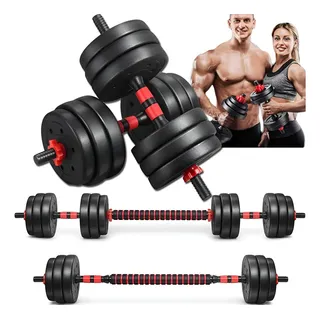 Kit Mancuernas Multifuncional 3en1 Barra Y Discos 20kg Gimnasio Found Pesas Mancuernas Diseño Estable Compactas, Resistentes Y Funcionales Para Entrenamiento En Casa Y Gimnasio Multifuncional