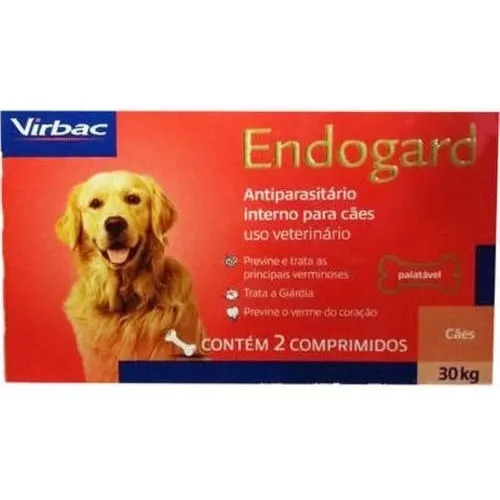 Vermífugo Endogard Virbac Cães De 30 Kg Caixa 02 Comprimidos