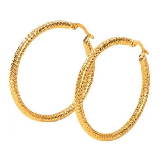 Aros Argollas 40mm Doradas Textura - Acero Quirúrgico  