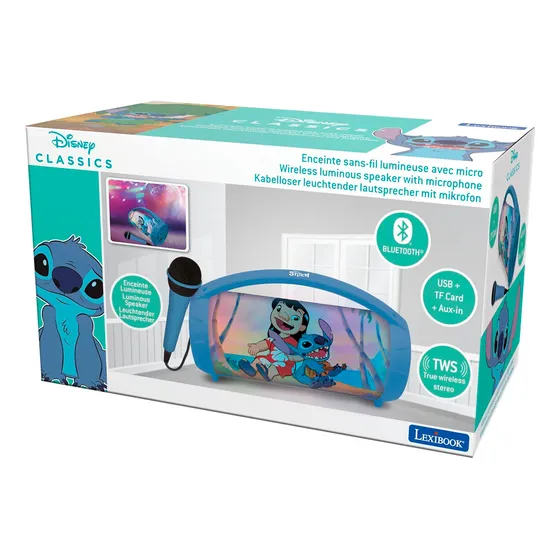 Parlante Con Bluetooth, Luz Y Micrófono Lexibook Stitch Color Azul Acero