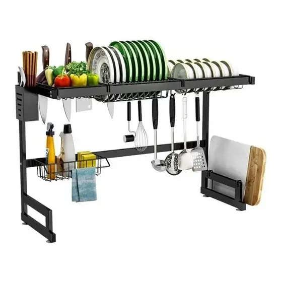 Escurridor De Platos Vasos Acero Inox 85 Cm Doble Pileta Color Negro | Cuotas sin interés