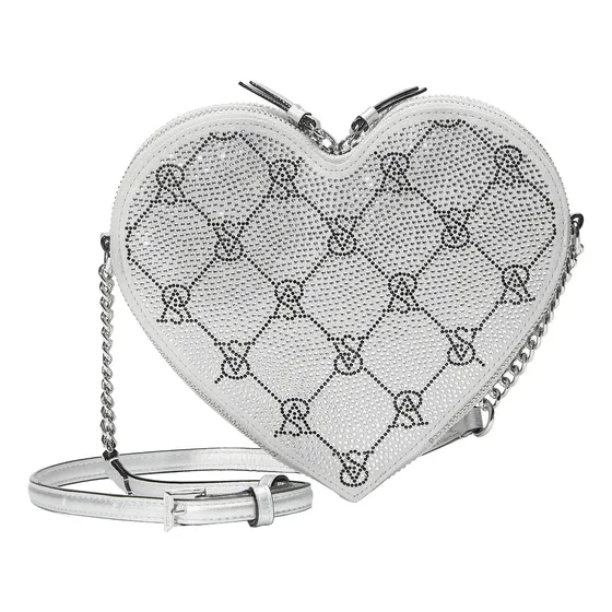 Cartera Corazón Plateada Strasses Rombos Victoria's Secret Acabado De Los Herrajes Plateado Color Plateado Correa De Hombro Plateado