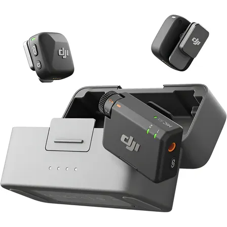 Microfone sem fio DJI Mic Mini dois transmissores um receptor estojo de carga compacto profissional