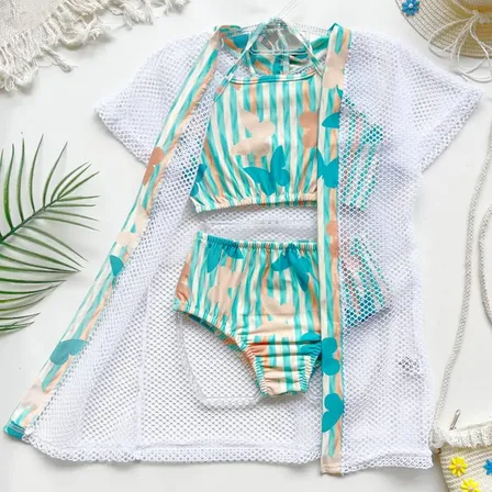 Conjunto Biquíni 3 Peças Infantil Juvenil Moda Praia Menina