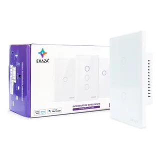 Interruptor Inteligente Wifi Ekaza 2 Teclas BotÔes Touch Tuya Smart Life Alexa Google Smart 127/220v Branco Interruptor Inteligente Wifi Ekaza 2 Teclas BotÔes Touch Tuya Smart Life Alexa Google Smart 127/220v Branco