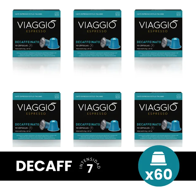 60 Cápsulas Café Viaggio Descafeinado Compatibles Nespresso
