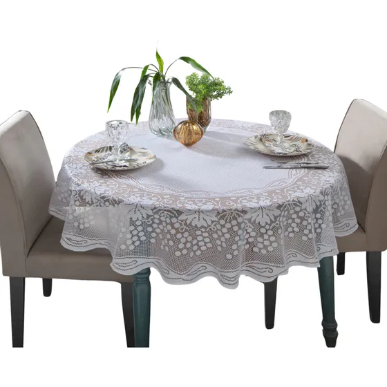 Toalha De Mesa 4 Lugares Redonda Renda 1,60ø M