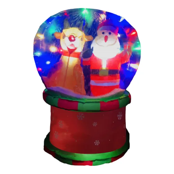 Inflable Navideño Santa Y Reno En Esfera De Nieve 60cm