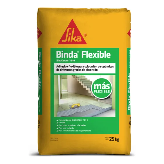 Adhesivo Para Cerámicas Sika Binda Flexible 25 Kg