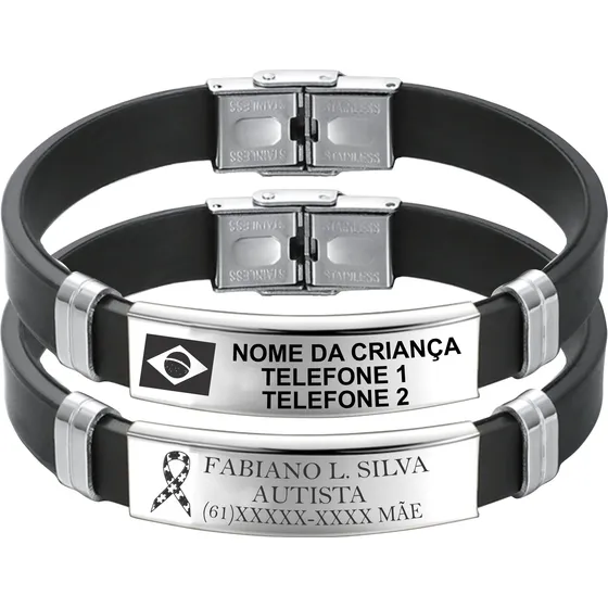 Pulseira De Identificação Autismo Alzheimer  S. Down  Idosos