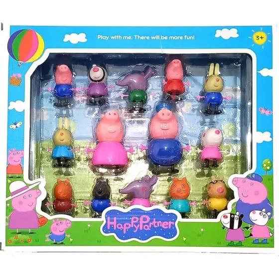 Peppa Set Completo Caja 14 Muñecos Con Abuelos Y Amigos