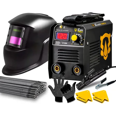 Maquina De Solda Inversora Elétrica Eletrodo Mma Com Máscara E Acessórios The Black Tools Preto 220v
