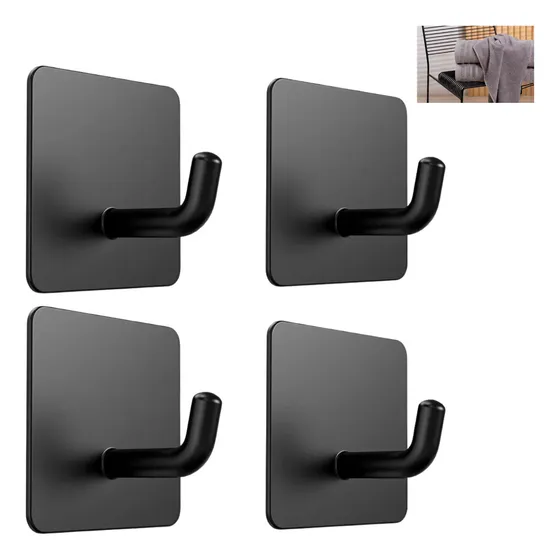 Ts Kit 4 Ganchos Adesivo Parede Inox Pendurar Toalhas