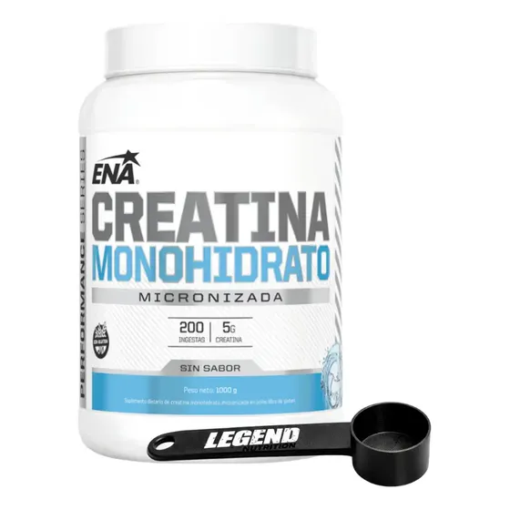 Creatina Monohidrato 1 Kg Ena Sport Micronizada Sin Sabor + Scoop Legend Nutrition