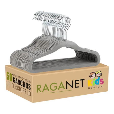 50 Ganchos Infantiles De Terciopelo Antideslizantes 360º Color Gris