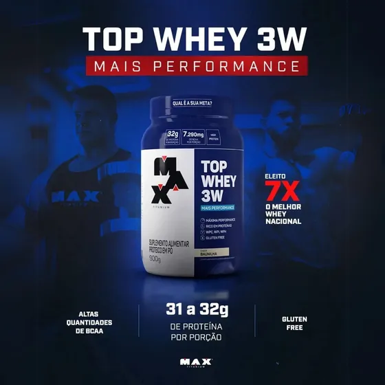 Top Whey 3w Mais Performance 900g Max Titanium 