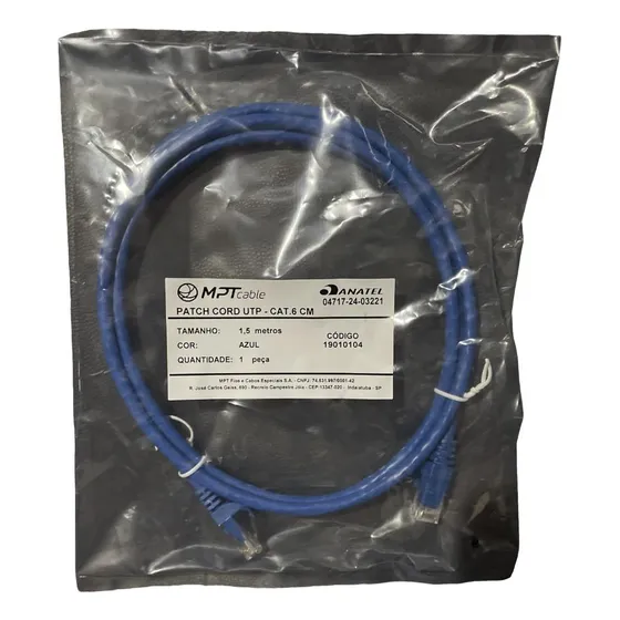 Cabo De Rede Cat6 Mpt 1,5m Azul