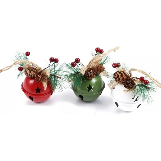 Mini Esferas Cascabel Colores Decoración Árbol Navidad 3pzs
