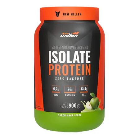 Whey Isolado New Millen Isolate Protein Pó 900g Pote Sabor Maçã Verde