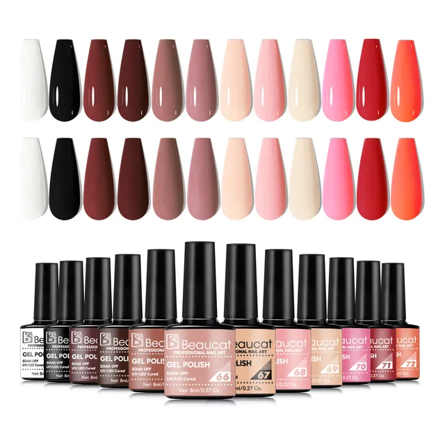 Gel Para Esmalte De Uñas Semipermanentes Beaucat (12 Kit De)