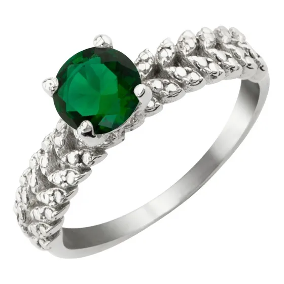 Anillo Solitario Piedra Central Plata 925 Hojitas Trenza
