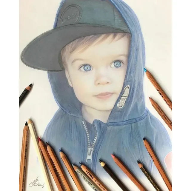 Retratos Personalizados Dibujados Con Lapices De Colores