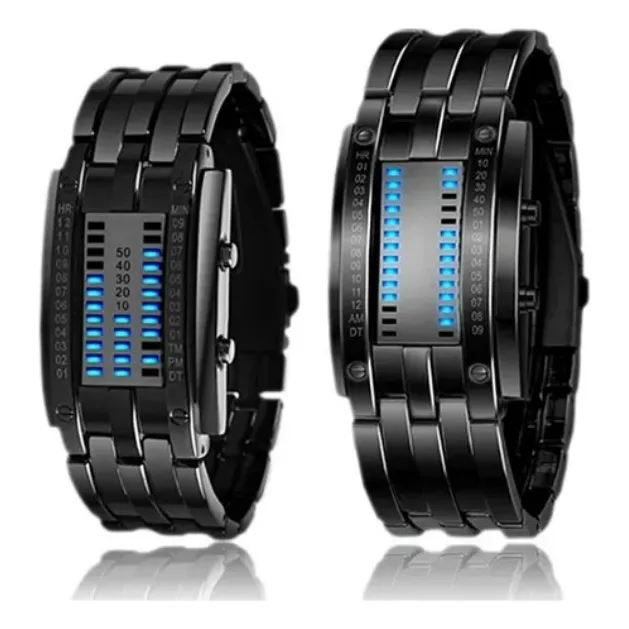 2 Unids Reloj Binario Estilo Pareja Con Led Impermeable