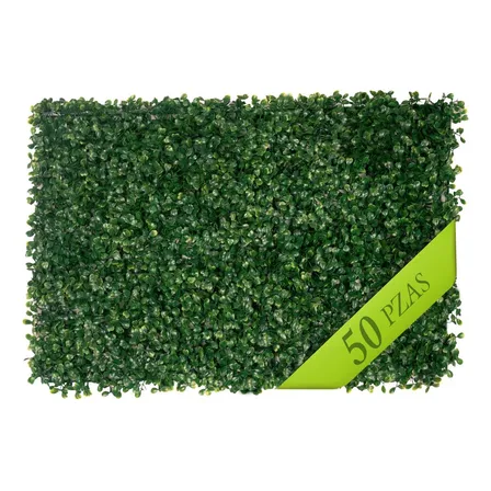 Muro Verde Follaje Artificial Sintético Pared 60x40cm 50 Pzs