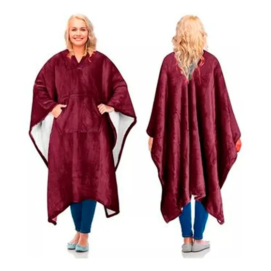Ruana Poncho Cobija Ovejera Piel De Conejo
