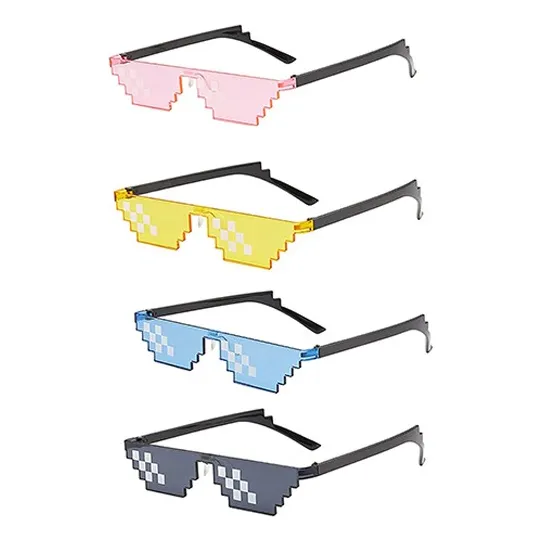 12 Lentes Meme Pixelado, Surtidos Cotillón