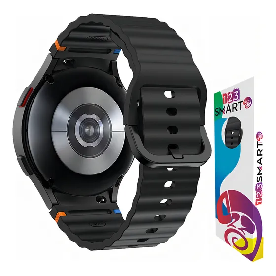 Pulseira De Silicone Ridge 3 Cores 123-alc-07 Marca 123smart Compavel Com Samsung Galaxy Watch 4 5 6 7 Fe 40mm 42mm 43mm 44mm 45mm 46mm 47mm Classic Pro - Cor Preto