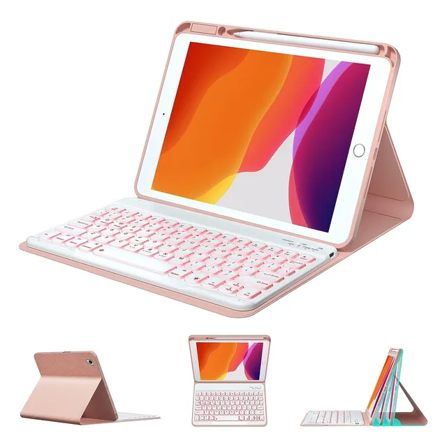 Funda Con Teclado Bobolee / Para iPad 10.2 -10.5  / Pink