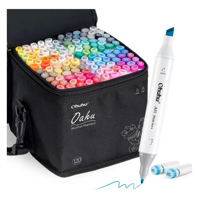 Marcadores Ohuhu A Base D/alcohol C/doble Punta, 120 Colores