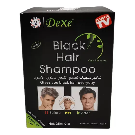 10 Shampoo Tinte Cabello Dexe Canas Negro Tono 1 Negro
