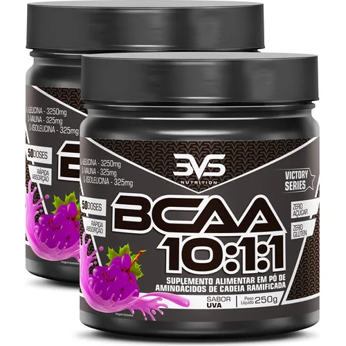 2 Unidades Do Bcaa Em Pó 10:1:1 Ultra Concentrando 250g Sabor: Uva  - Fórmula Exclusiva Com 3900mg De Aminoácidos Por Dose
