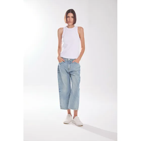 Musculosa Basica De Interlock  Off White Koxis Mujer