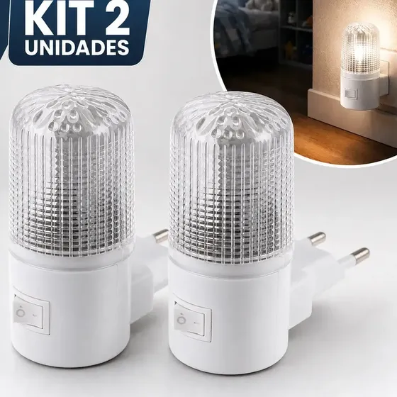 Kit 2 abajures de tomada luz noturna LED