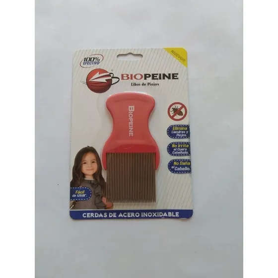 Peine Piojo Mango Rojo Cerdas De Acero.