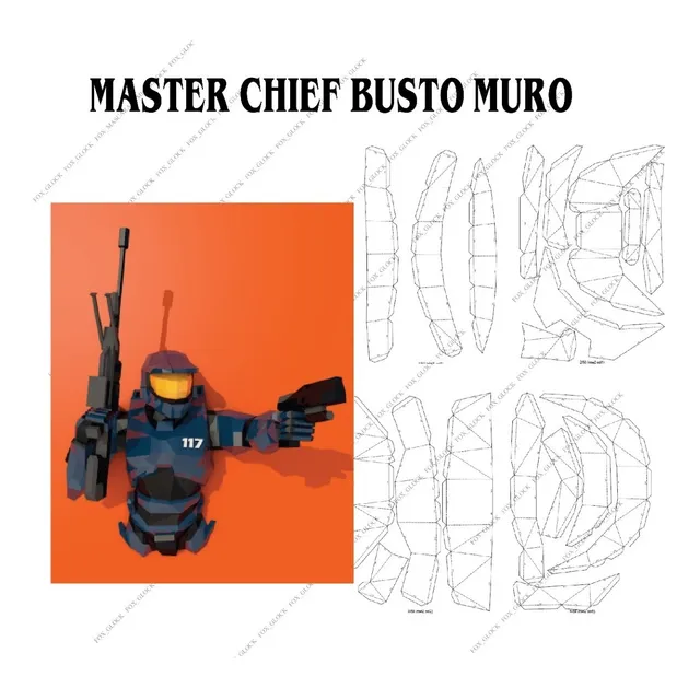 Master Chief Busto Muro Para Colorear Papercraft