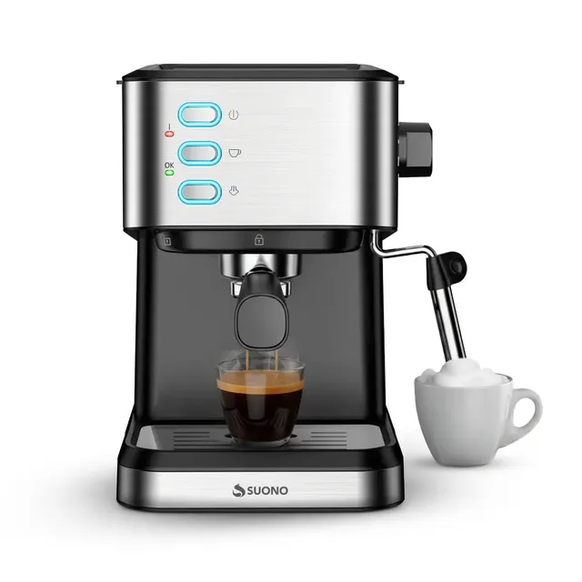 Cafetera Espresso Suono Con Vaporizador De Leche 20 Bar Acero Inoxidable