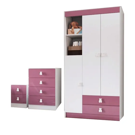 Juego De Dormitorio Infantil Ropero + Mesa De Luz + Cómoda