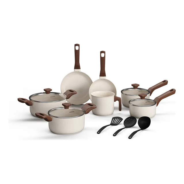 Jogo De Panelas Com 10 Peças Mimo Style Pratic Cook Mármol Cor Branco