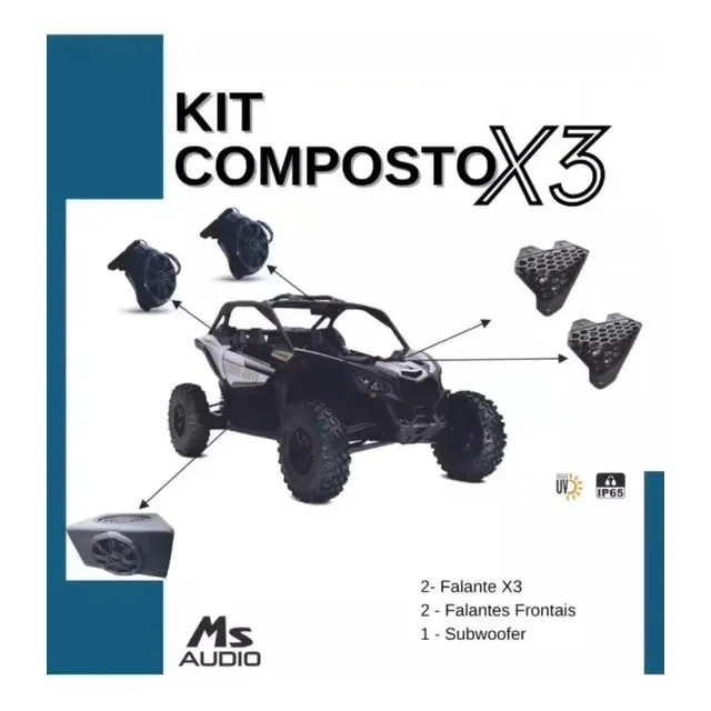 Kit X3 Utv 4 Caixa + Sub + Amplificador