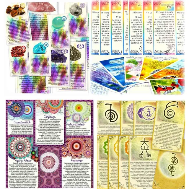 Promo 4 Mazos Cartas Reiki, Mandalas, Gemas, Ángeles