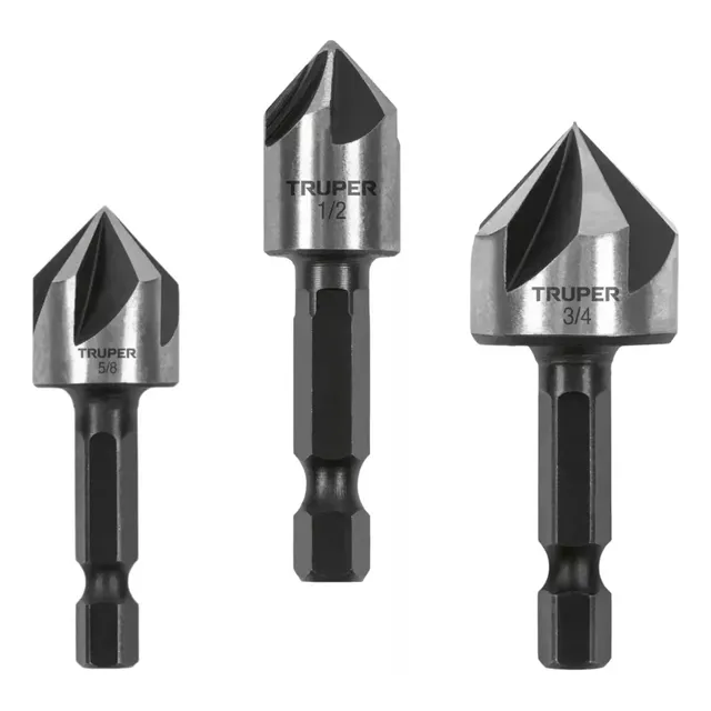 Juego De 3 Brocas Avellanadoras Hss Para Metal, Truper